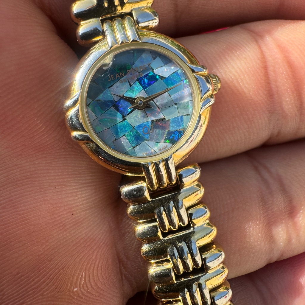 Jean Perret Geneve Oj Mosaic Dial Gold Filled Watch